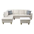 Starhome L Shaped White Couch with Ottoman(Pillows Included) Microfiber
