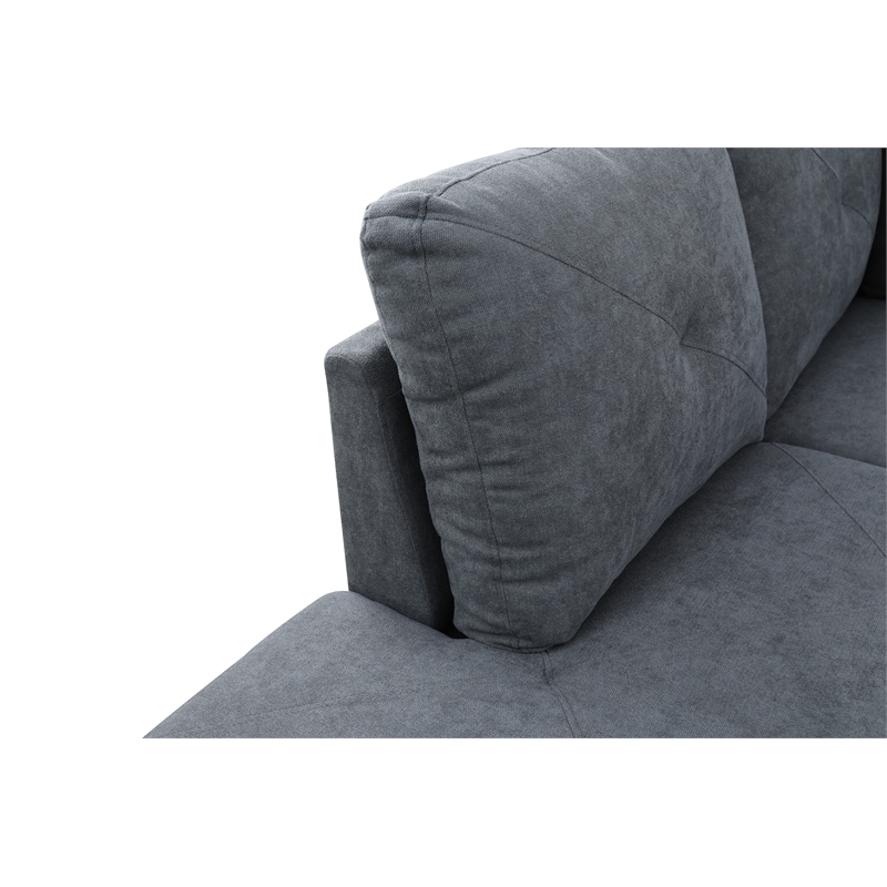 Starhome L Shaped Dark Gray Couch with Ottoman(Pillows Included) Microfiber