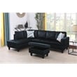 Starhome L Shaped Black Couch with Ottoman(Pillows Included) Microfiber