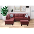 Starhome L Shaped Red Couch with Storage Ottoman(Pillows Included) Microfiber