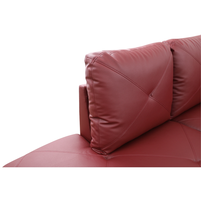 Starhome L Shaped Red Couch with Storage Ottoman(Pillows Included) Microfiber