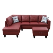 Starhome L Shaped Red Couch with Storage Ottoman(Pillows Included) Microfiber