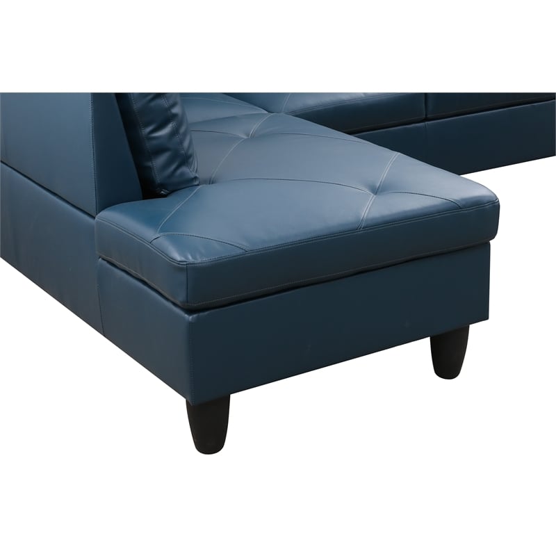 Starhome L Shaped Denim Couch with Storage Ottoman(Pillows Included) Microfiber