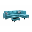 Starhome L Shaped Green Couch with Storage Ottoman(Pillows Included) Microfiber
