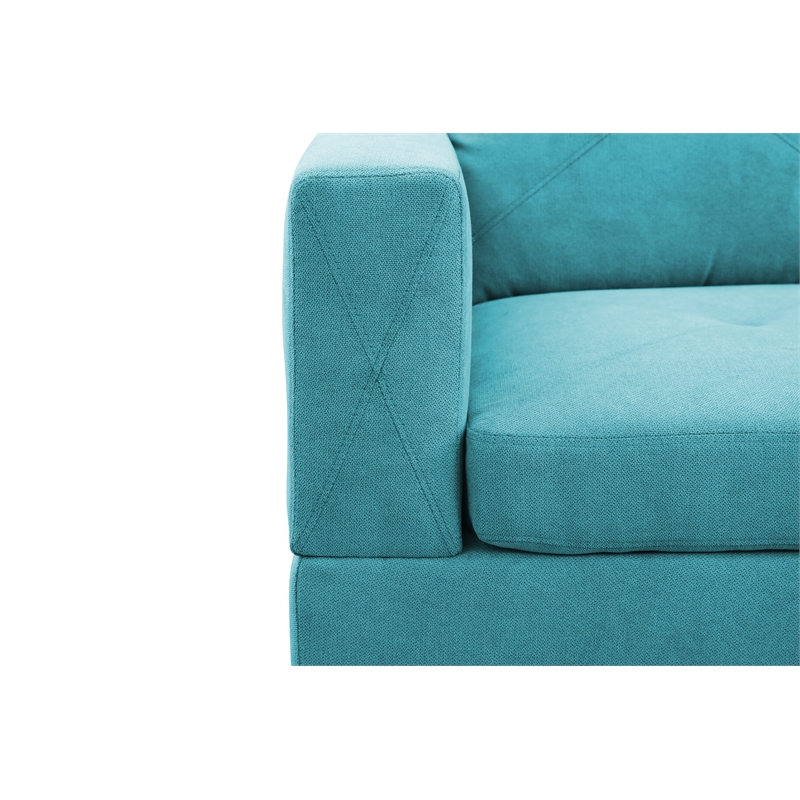 Starhome L Shaped Green Couch with Storage Ottoman(Pillows Included) Microfiber