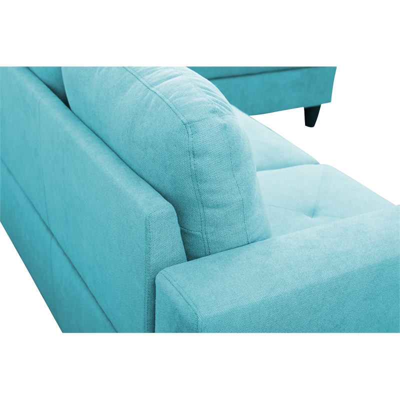 Starhome L Shaped Green Couch with Storage Ottoman(Pillows Included) Microfiber