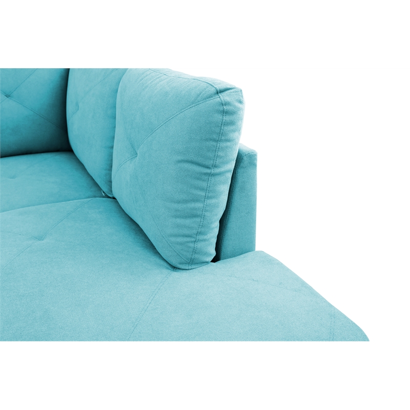 Starhome L Shaped Green Couch with Storage Ottoman(Pillows Included) Microfiber