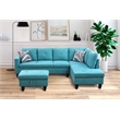 Starhome L Shaped Green Couch with Storage Ottoman(Pillows Included) Microfiber