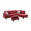 Starhome L Shaped Red Couch with Storage Ottoman(Pillows Included) Microfiber