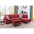Starhome L Shaped Red Couch with Storage Ottoman(Pillows Included) Microfiber