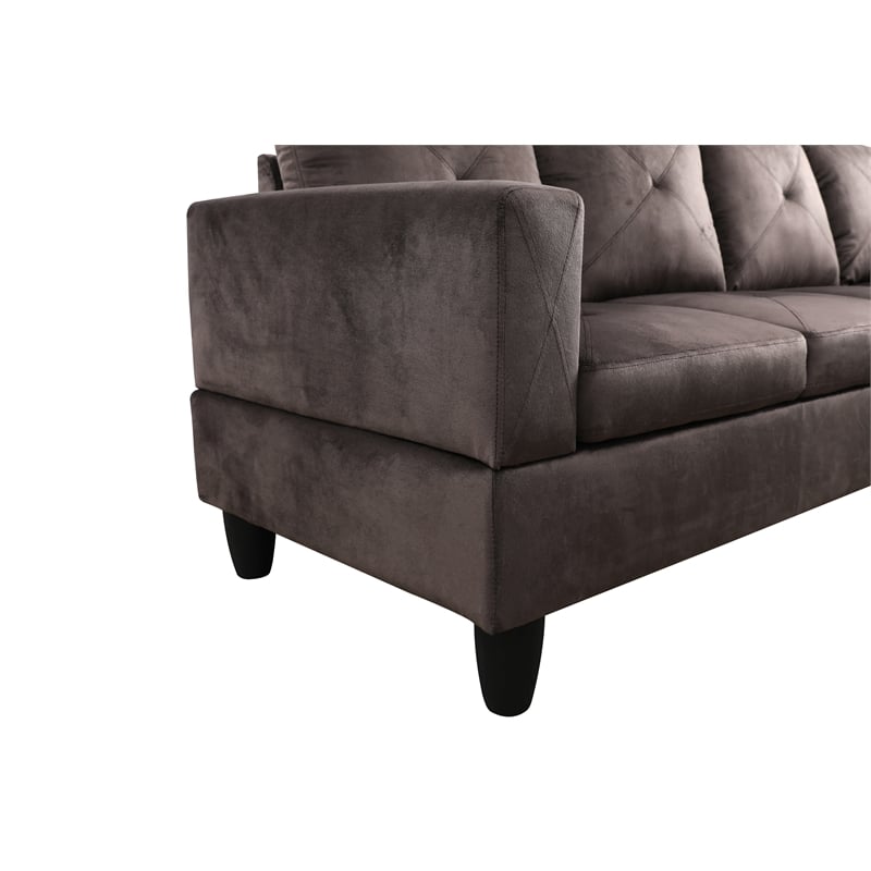 Starhome L Shaped Chocolate Couch with Ottoman(Pillows Included) Microfiber