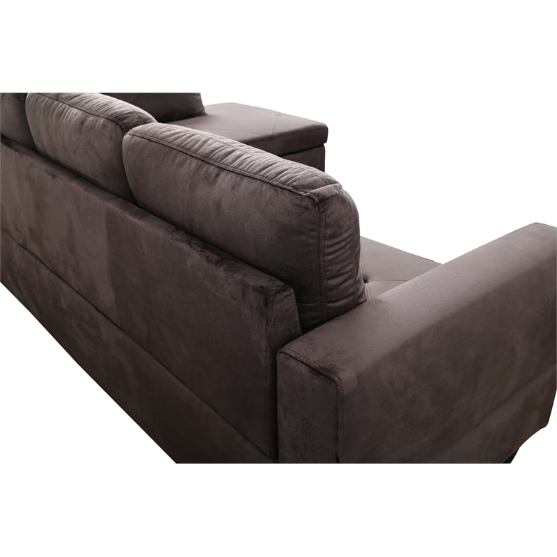 Starhome L Shaped Chocolate Couch with Ottoman(Pillows Included) Microfiber
