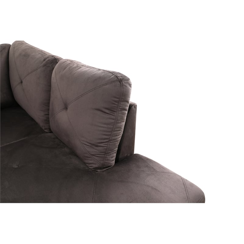 Starhome L Shaped Chocolate Couch with Ottoman(Pillows Included) Microfiber