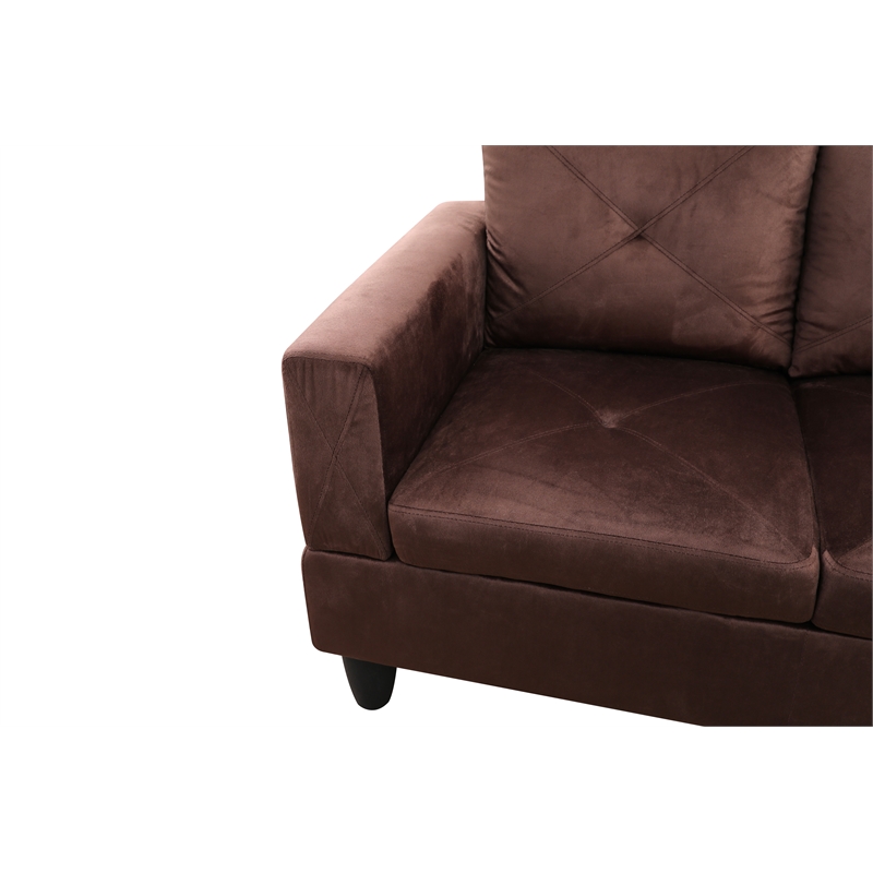 Starhome L Shaped Brown Couch with Ottoman(Pillows Included) Microfiber