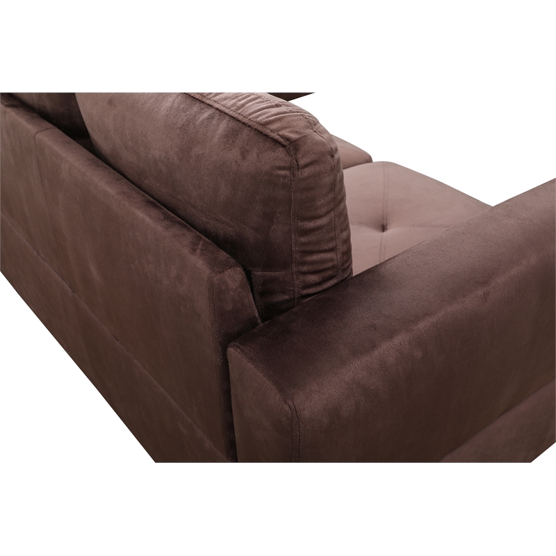 Starhome L Shaped Brown Couch with Ottoman(Pillows Included) Microfiber