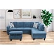 Starhome L Shaped Blue Couch with Ottoman(Pillows Included) Microfiber