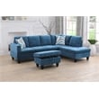 Starhome L Shaped Blue Couch with Ottoman(Pillows Included) Microfiber