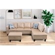 Starhome L Shaped Beige Couch with Ottoman(Pillows Included) Microfiber