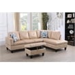 Starhome L Shaped Beige Couch with Ottoman(Pillows Included) Microfiber