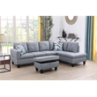 Starhome L Shaped Gray Couch with Ottoman(Pillows Included) Microfiber