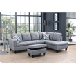 Starhome L Shaped Gray Couch with Ottoman(Pillows Included) Microfiber