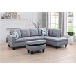 Starhome L Shaped Gray Couch with Ottoman(Pillows Included) Microfiber