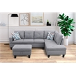 Starhome L Shaped Gray Couch with Ottoman(Pillows Included) Microfiber