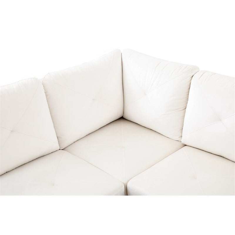 Starhome L Shaped White Couch with Ottoman(Pillows Included) Microfiber