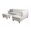 Starhome L Shaped White Couch with Ottoman(Pillows Included) Microfiber