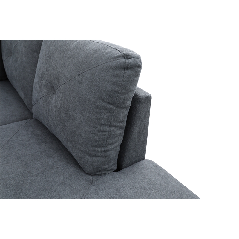 Starhome L Shaped Dark Gray Couch with Ottoman(Pillows Included) Microfiber