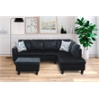 Starhome L Shaped Black Couch with Ottoman(Pillows Included) Microfiber