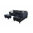 Starhome L Shaped Black Couch with Ottoman(Pillows Included) Microfiber