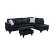 Starhome L Shaped Black Couch with Ottoman(Pillows Included) Microfiber