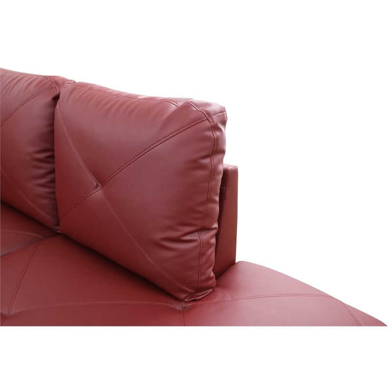 Starhome L Shaped Red Couch with Storage Ottoman(Pillows Included) Microfiber
