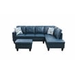Starhome L Shaped Denim Couch with Storage Ottoman(Pillows Included) Microfiber