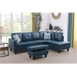 Starhome L Shaped Denim Couch with Storage Ottoman(Pillows Included) Microfiber