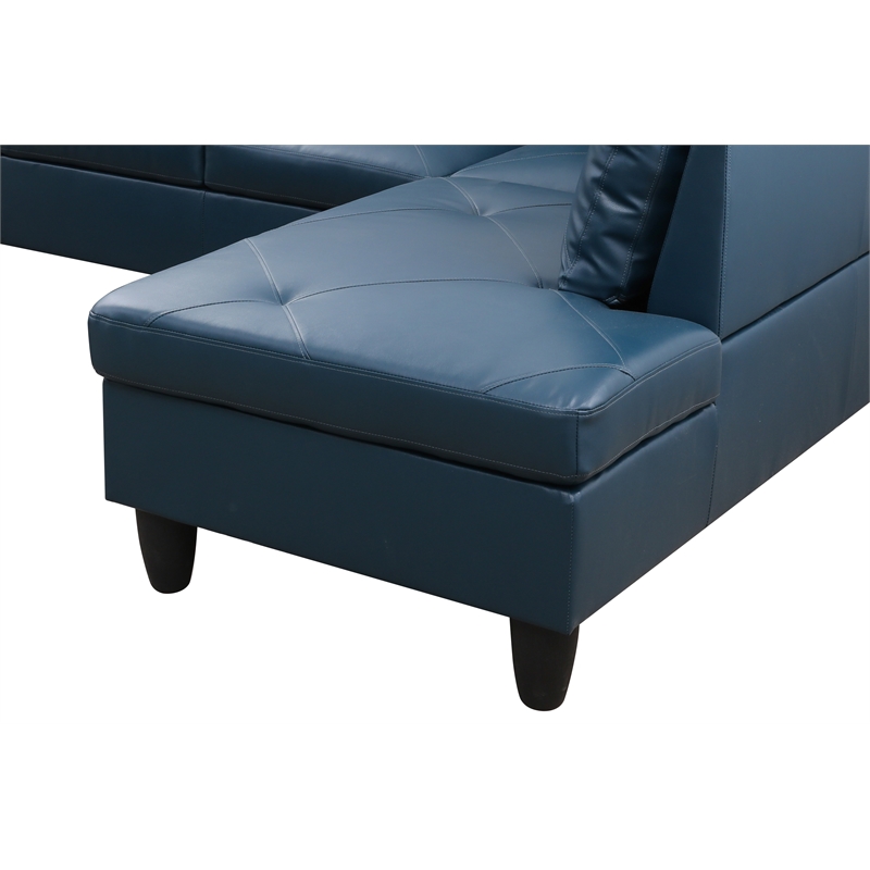 Starhome L Shaped Denim Couch with Storage Ottoman(Pillows Included) Microfiber