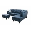 Starhome L Shaped Denim Couch with Storage Ottoman(Pillows Included) Microfiber
