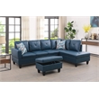 Starhome L Shaped Denim Couch with Storage Ottoman(Pillows Included) Microfiber
