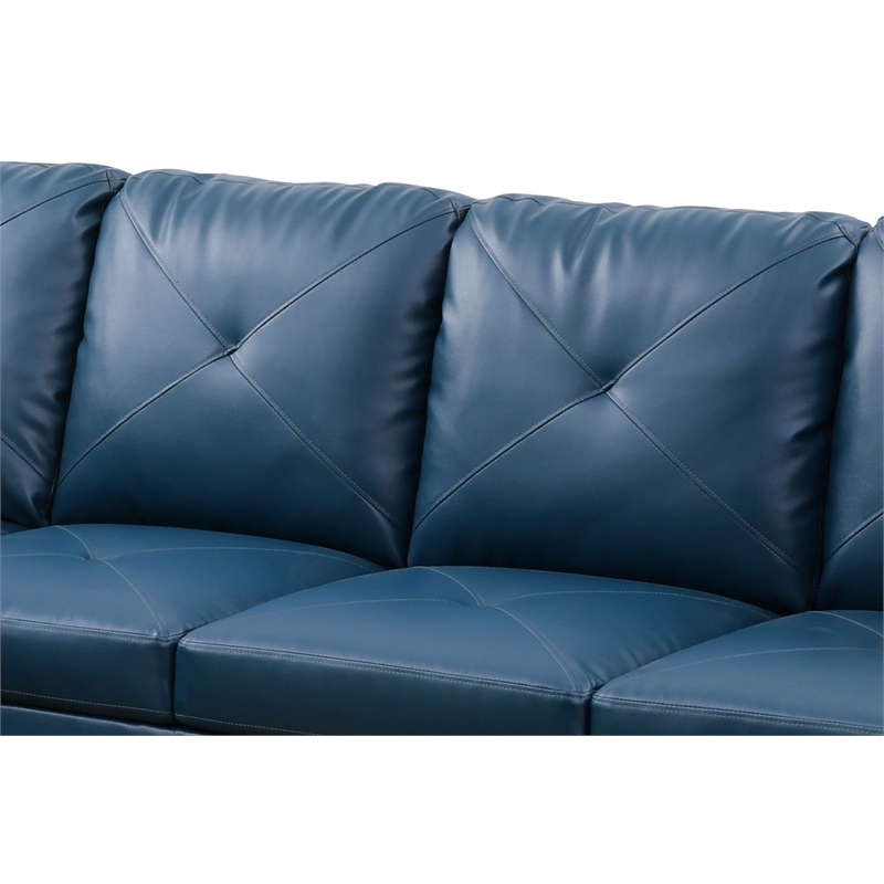 Starhome L Shaped Denim Couch with Storage Ottoman(Pillows Included) Microfiber