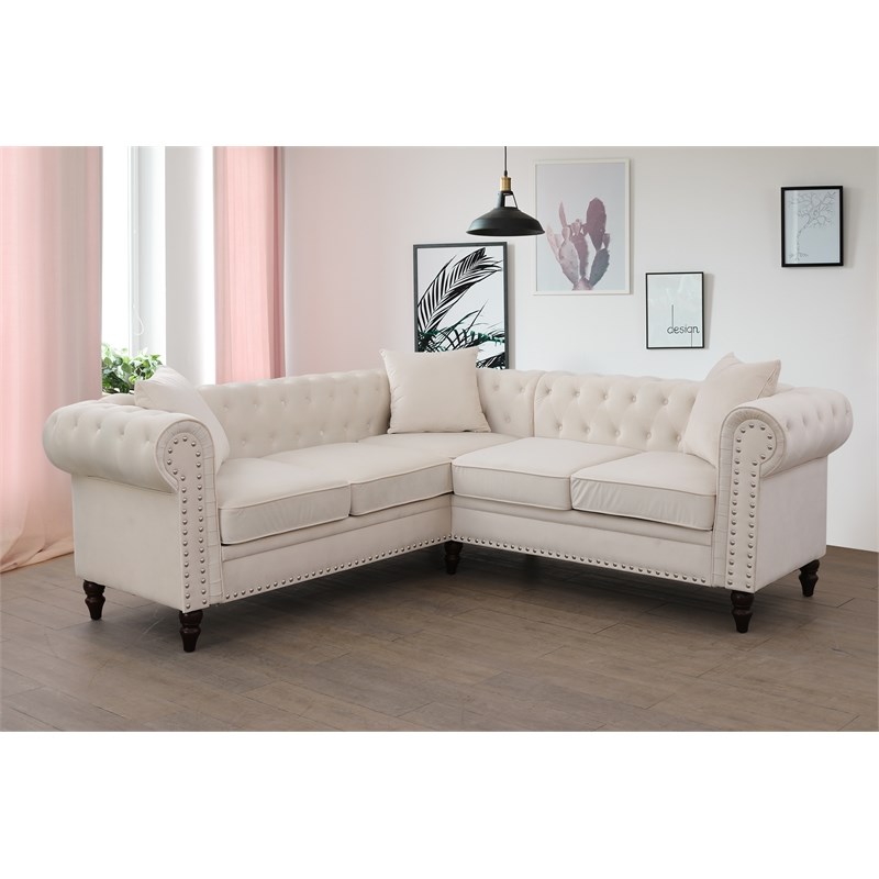 StarHome 2 Piece Microfiber Living Room sofa Set In White
