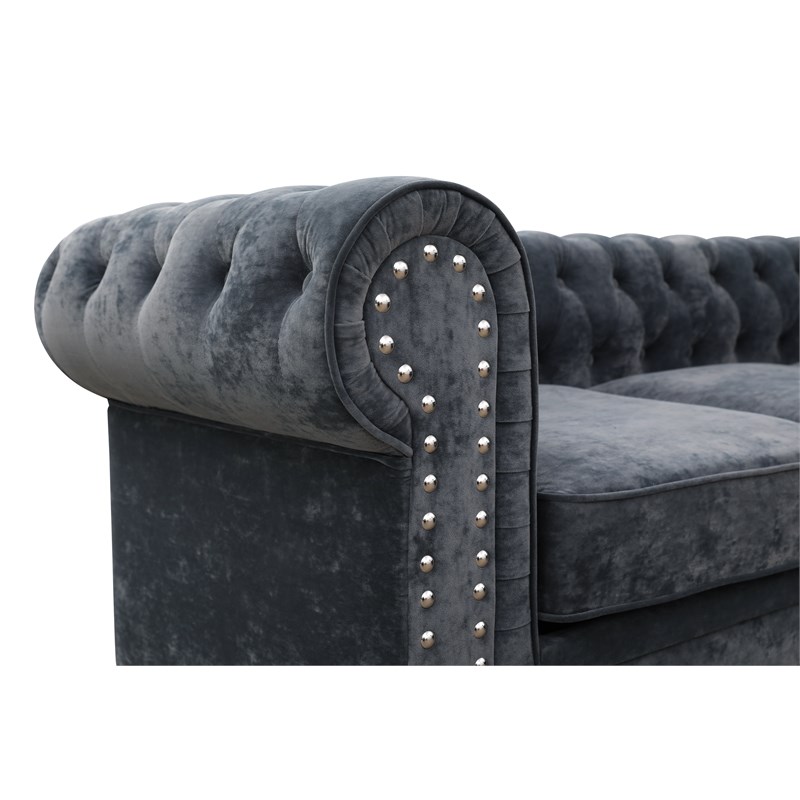 StarHome 2 Piece Microfiber Living Room sofa Set In Gray