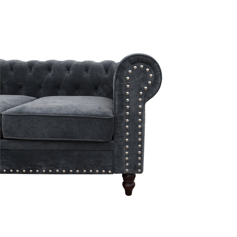 StarHome 2 Piece Microfiber Living Room sofa Set In Gray