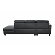 Starhome L Shaped Black Faux Leather 2-Piece Couch Living Room Sofa Set