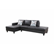 Starhome L Shaped Black Faux Leather 2-Piece Couch Living Room Sofa Set