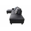 Starhome L Shaped Black Faux Leather 2-Piece Couch Living Room Sofa Set