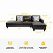 Starhome L Shaped Black Faux Leather 2-Piece Couch Living Room Sofa Set