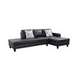 Starhome L Shaped Black Faux Leather 2-Piece Couch Living Room Sofa Set