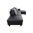 Starhome L Shaped Black Faux Leather 2-Piece Couch Living Room Sofa Set
