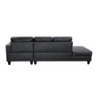 Starhome L Shaped Black Faux Leather 2-Piece Couch Living Room Sofa Set